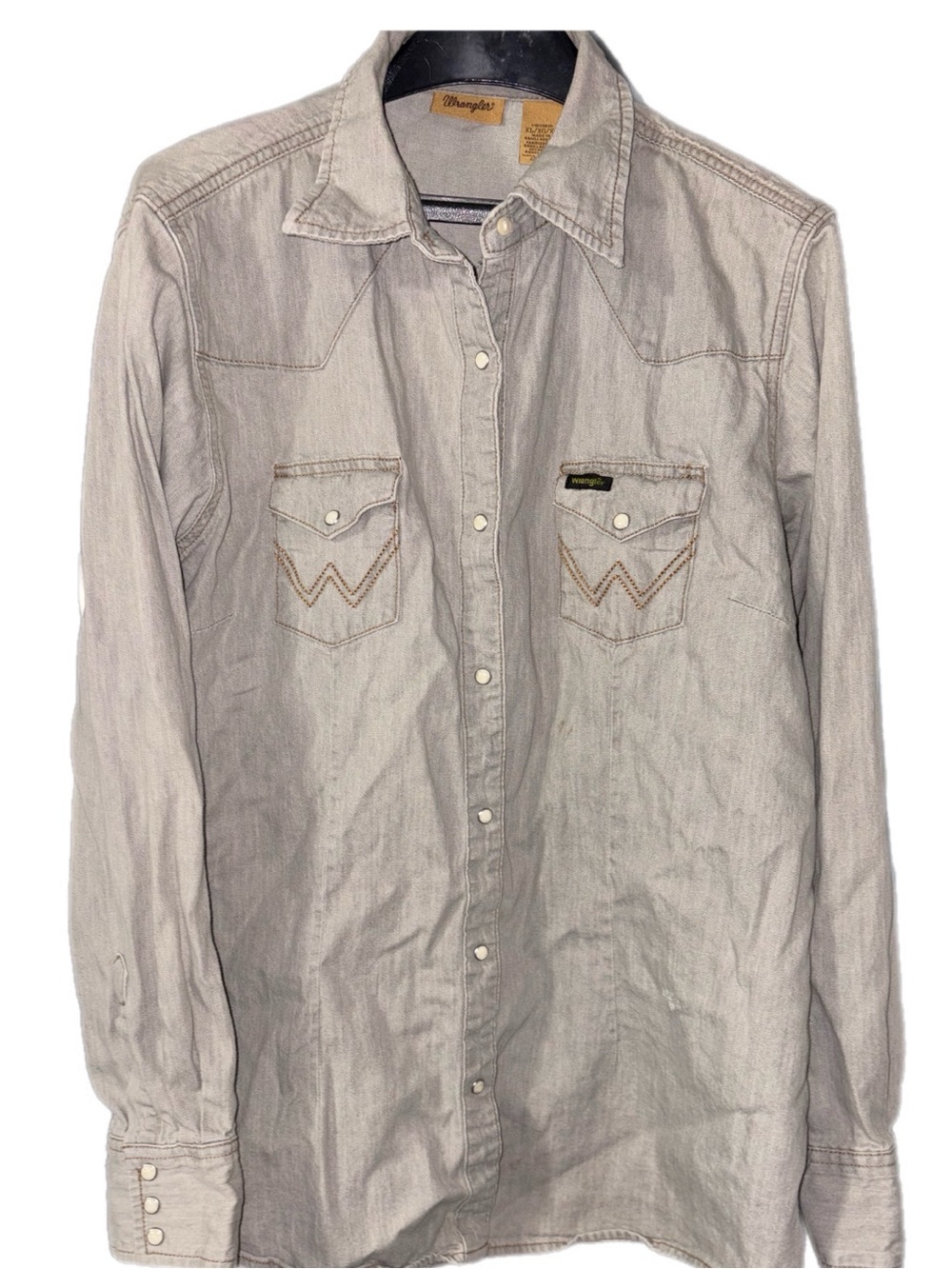Wrangler Light Gray Western Snap-Front Shirt